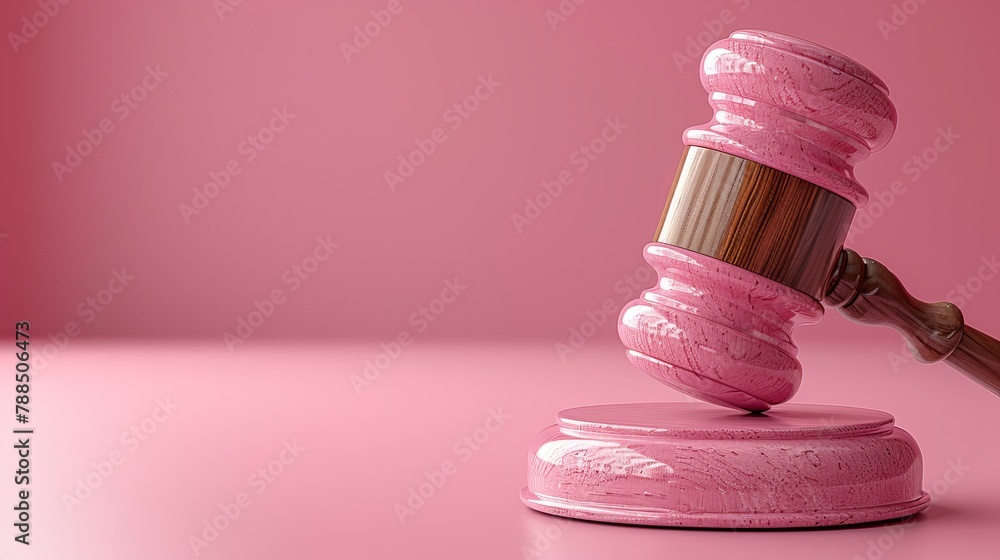 Poster 3d render illustration of judge's gavel. simple icon for web and app. modern trendy design. isolated