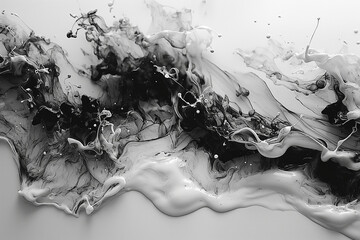 Close up splash ink shot on white paper - obrazy, fototapety, plakaty