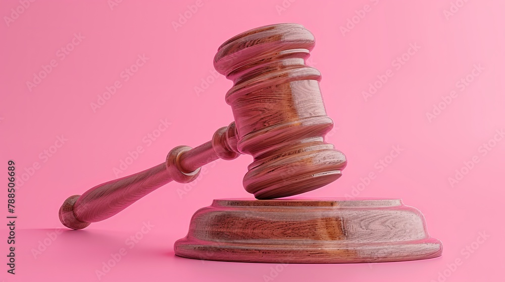 Poster 3d render illustration of judge's gavel. simple icon for web and app. modern trendy design. isolated