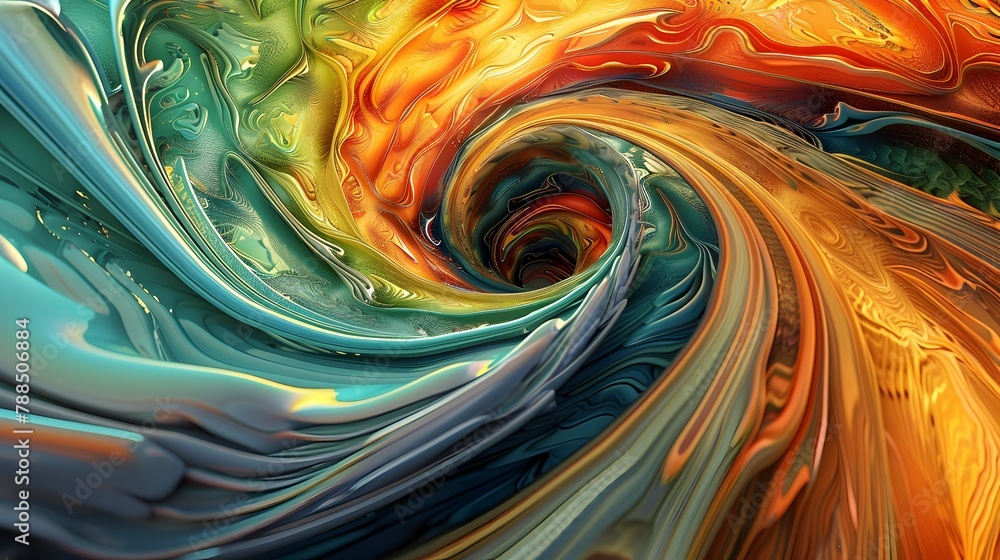 Aufkleber mesmerizing 3d abstract landscape - a vibrant visual maze of dreamlike textures and swirling pattern