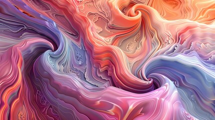 Obraz premium Mesmerizing 3D Abstract Landscape of Swirling Multicolor Patterns and Dreamlike Textures
