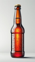 A lifelike representation of a beer bottle, absent of any labeling, set against a pristine white backdrop. This realistic rendering captures the intricate details of the bottle's contours and textures
