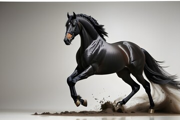 smooth black horse in a white background