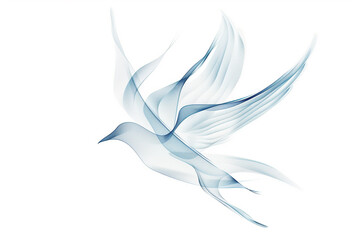 The refined lines of an abstract bird logo in flight, captured in high definition and isolated on a white solid background, exuding simplicity and grace.