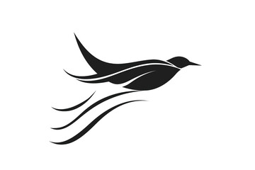 The simplicity of an abstract bird logo rendered in bold vector lines, set against a pristine white background, captured in high definition.