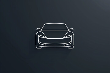Thin line silver car icon logo with a minimalistic, sophisticated aesthetic