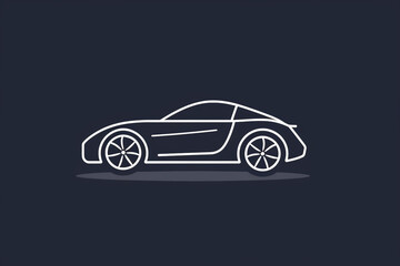 Thin line silver car icon logo with a minimalistic, sophisticated aesthetic