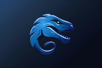 Tranquil sapphire blue Tyrannosaurus logo, evoking a sense of calmness and serenity.