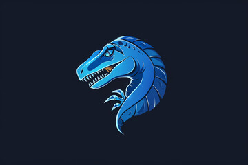 Tranquil sapphire blue Tyrannosaurus logo, evoking a sense of calmness and serenity.