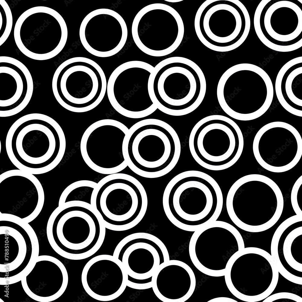 Aufkleber a black and white pattern of circles in various sizes. the circles are white and black, and they are