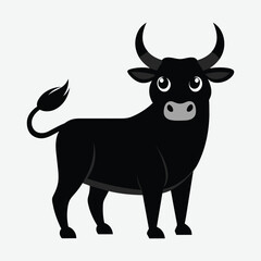 black bull cartoon animal illustration