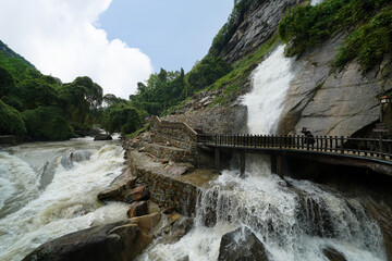 Wangxian Valley, China's tourist attractions, with waterfalls and beautiful ancient villages...