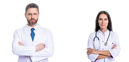 medical service. physician with healthcare colleague. Medical staff. doctor and nurse in hospital. Healthcare and medicine concept. healthcare workers in clinic isolated on white. Healthcare services - 788513843