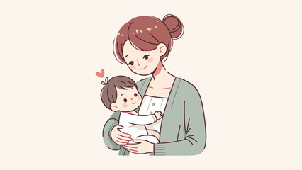 Mother's Day Vector, Mother Hold the Baby Isolated Background