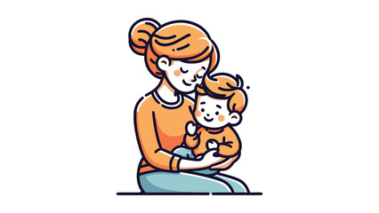 Mother's Day Vector, Mother Hold the Baby Isolated Background