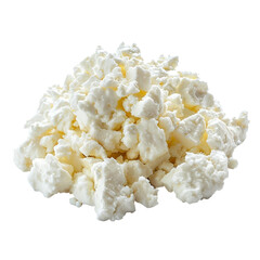 A piece of cottage cheese on transparent background. Food and dairy concept. Product shot for set, collection, menu, elements for design