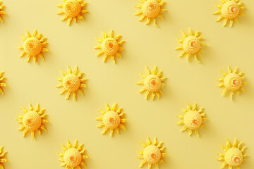 Pattern of Yellow Suns on Light Yellow Background for Spring and Summer Designs and Concepts