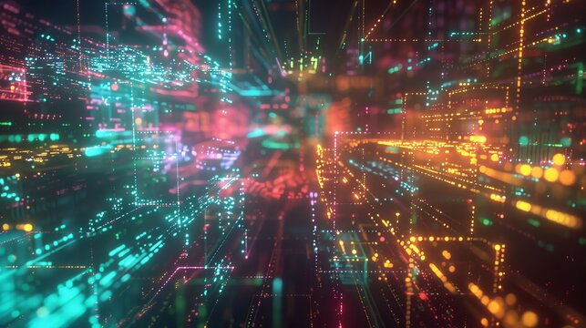 a creative digital network intertwined with elements of coding background