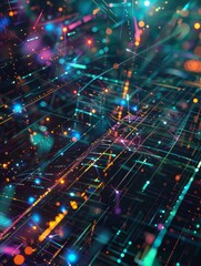 Fototapeta premium a creative digital network intertwined with elements of coding background