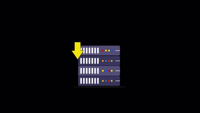 File Download from Data Server Concept Animation Video - Transparent