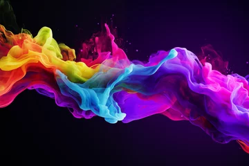 Fotobehang  Vibrant abstract smoke waves in a dynamic and colorful art flow © Pics_With_Love