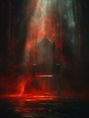Dark lord s Throne, shadowed throne, decree announcement illustration, throne room, fading light, foreboding edict 