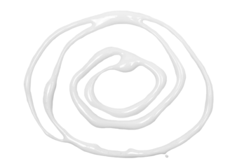 White cosmetic cream spilled in shape spiral, encircle isolated on white, clipping