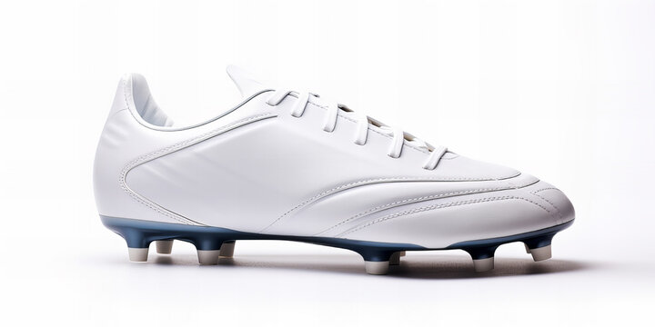 A  white football soccer shoe on the white background.