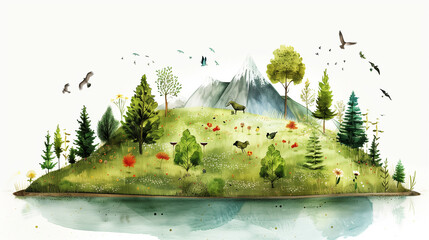 illustration of image environmental protection that speak to nature, fresh air, sustainability and conservation.  save the world concept. - obrazy, fototapety, plakaty