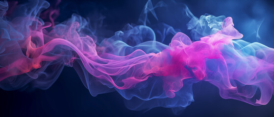 blue and pink smoke waves flowing in a tranquil abstract pattern