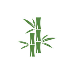 Fototapeta na wymiar Bamboo logo with green leaf vector icon template