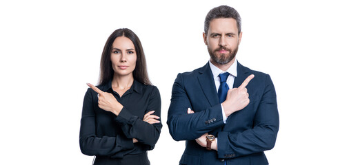 businesspeople with coworker. business leadership and success. leader representing leadership. successful businesspeople. business leader isolated on white. two colleagues in office. point finger - 788527036