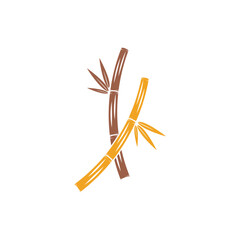 Bamboo logo with green leaf vector icon template