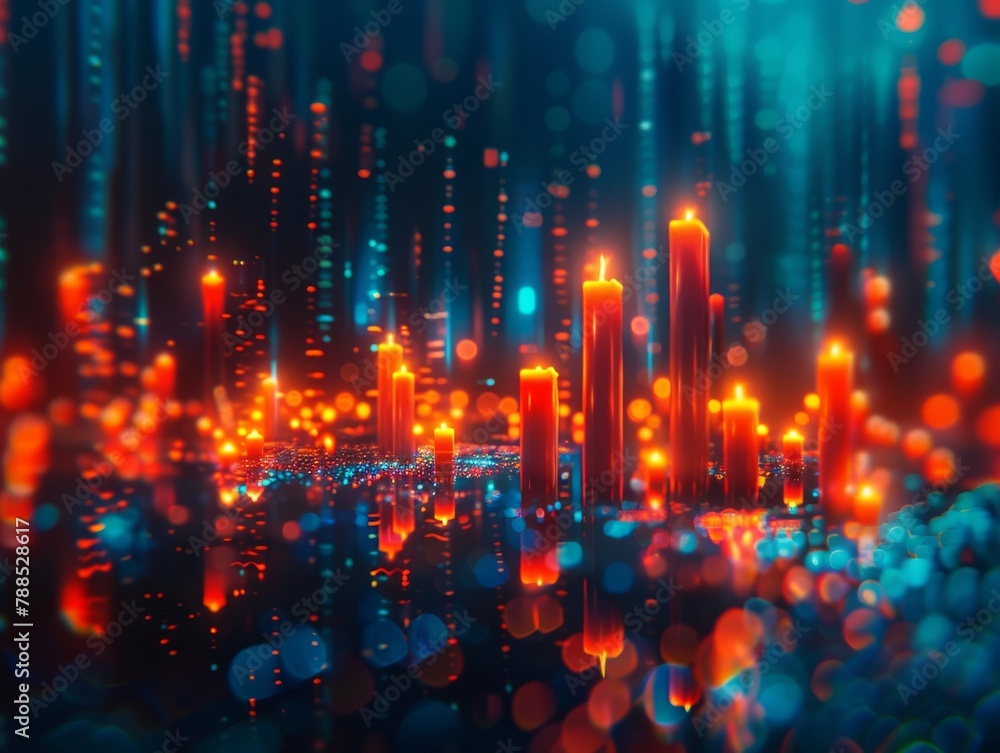 Poster candles in the rain with a bokeh effect