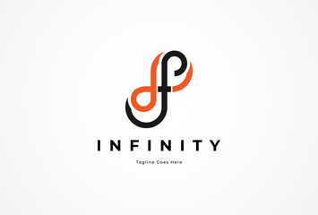 Initial F Infinity Logo. minimalist letter F with Infinity icon combination, vector illustration