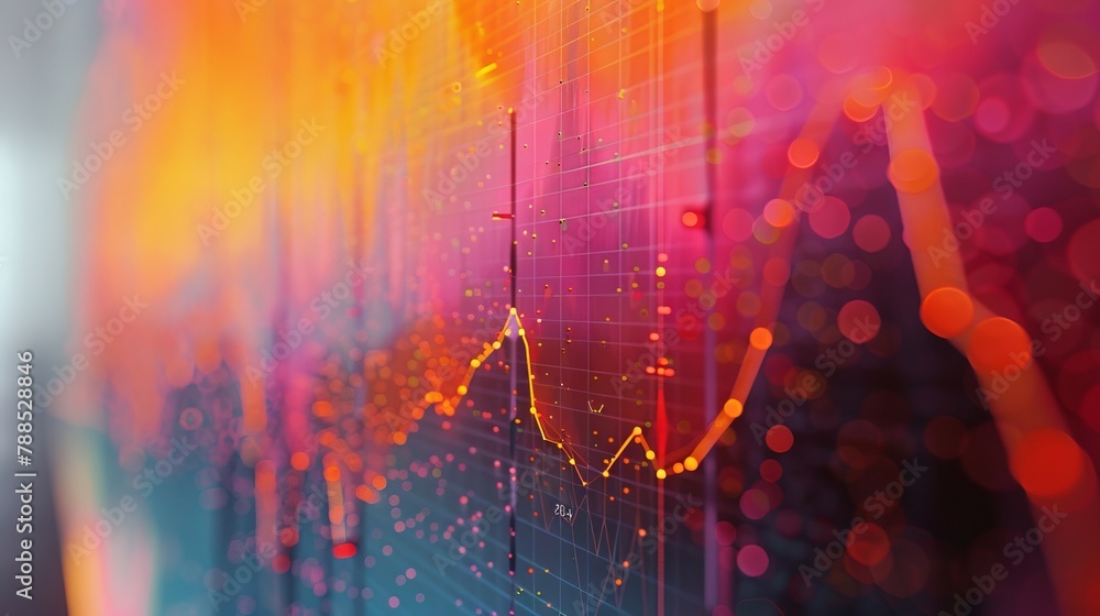 Poster An abstract background with a glowing grid and a glowing yellow line graph.