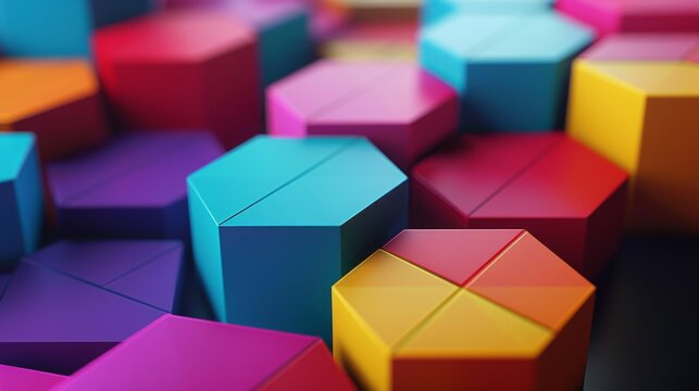 3D rendering of colorful hexagons