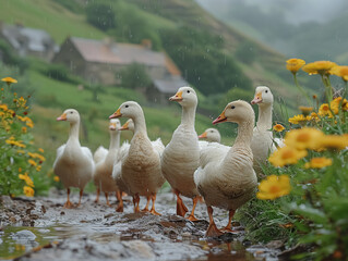 Obraz premium Geese in their natural environment
