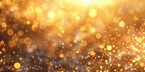 golden lbokeh ight background, New Year background with fireworks and bokeh lights, abstract glitter lights. gold orange defocused light. banner