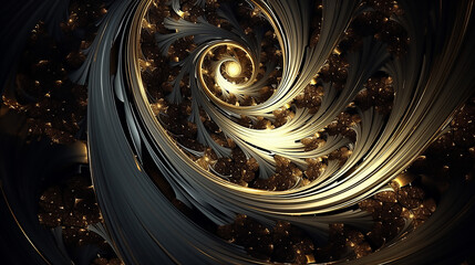 Abstract golden and black texture background featuring the intricate design. Complex pattern.