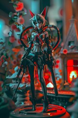 Fototapeta premium Freedom captured in a fullbody illustration of a cosplay character, set in a miniature world on a bright wallpaper,