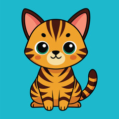  kawaii bengal cat cartoon animal illustration