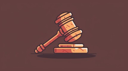 Judge hammer icon law gavel. Auction court hammer bid authority concept symbol - obrazy, fototapety, plakaty