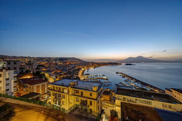 Naples with the Gulf and the famous Mount Vesuvius at dawn - 788536035