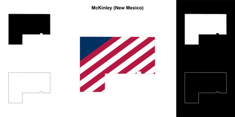 Fototapeta premium McKinley County (New Mexico) outline map set