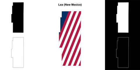 Lea County (New Mexico) outline map set - obrazy, fototapety, plakaty
