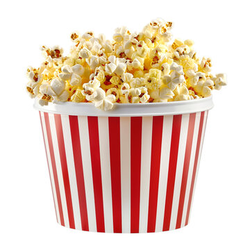 bucket of popcorn isolated on a transparent background PNG 