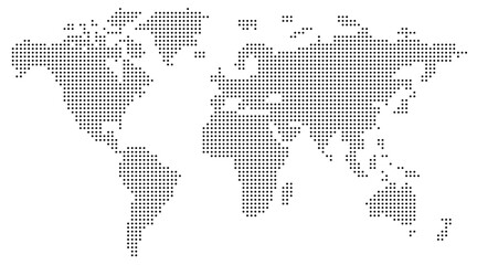 World map dotted illustration. Worldwide global map with dots. Isolated Earth atlas wallpaper.