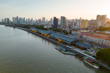 Aerial View of Docks Station Famous Area in Belem City, North of Brazil