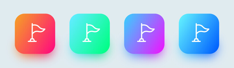 Fototapeta premium Flag line icon in square gradient colors. Mark signs vector illustration.